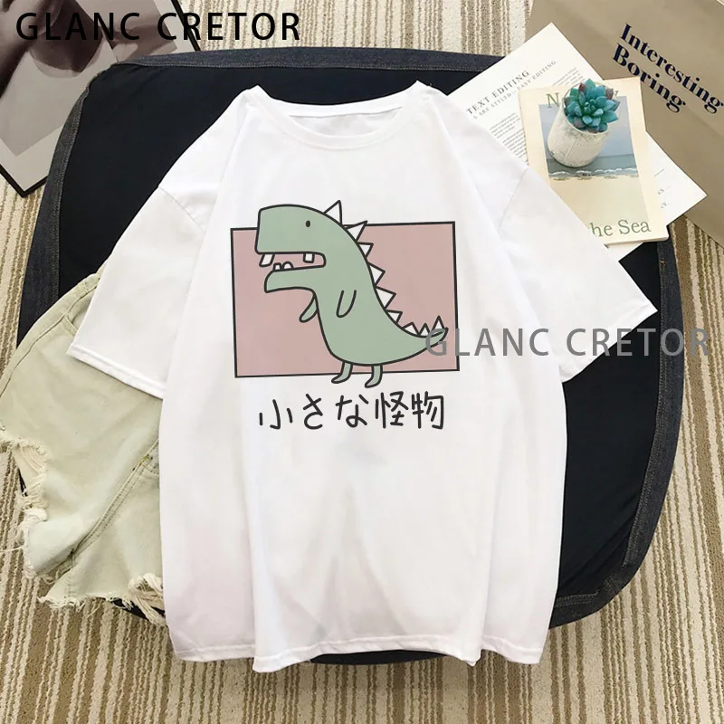 

New Harajuku Kpop Fashion Casual Sports T Shirt Women's T-shirt Dinosaur Short Sleeve Top Tee Ladies Clothing Tshirt