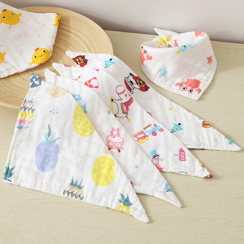 5pcs/lot Cotton Muslin Baby babador bandana bibs for babies Scarf boys Girls baby bib burp Cloths Bibs Feeding | Детская одежда и