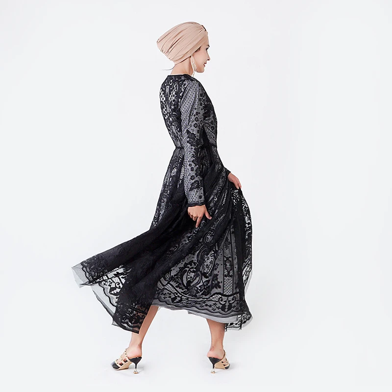 Черное мусульманское платье Дубай abaya Soiree турецкие вечерние платья Хиджаб ислам одежда Абая для женщин Grote Maten Dames Kleding