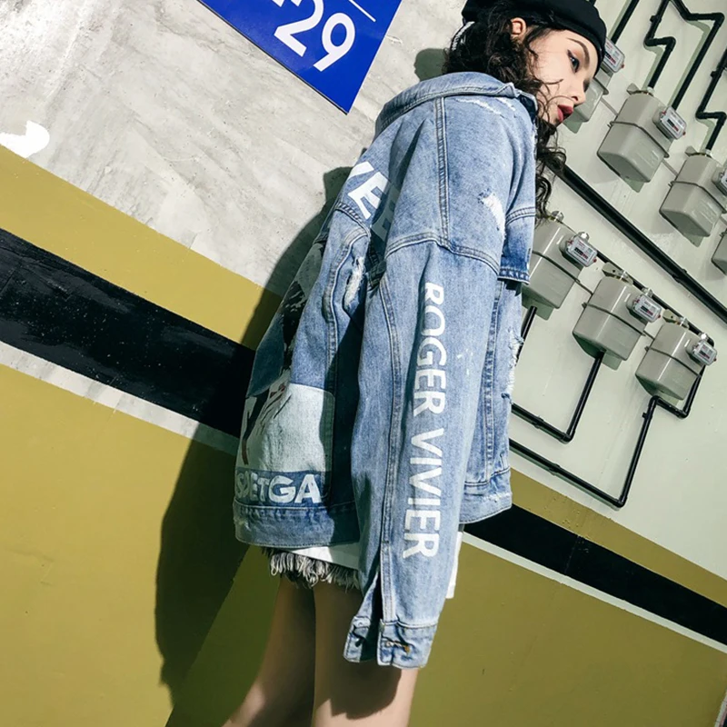 Осенняя новая открытая джинсовая куртка Свободная Женская в стиле хип-хоп