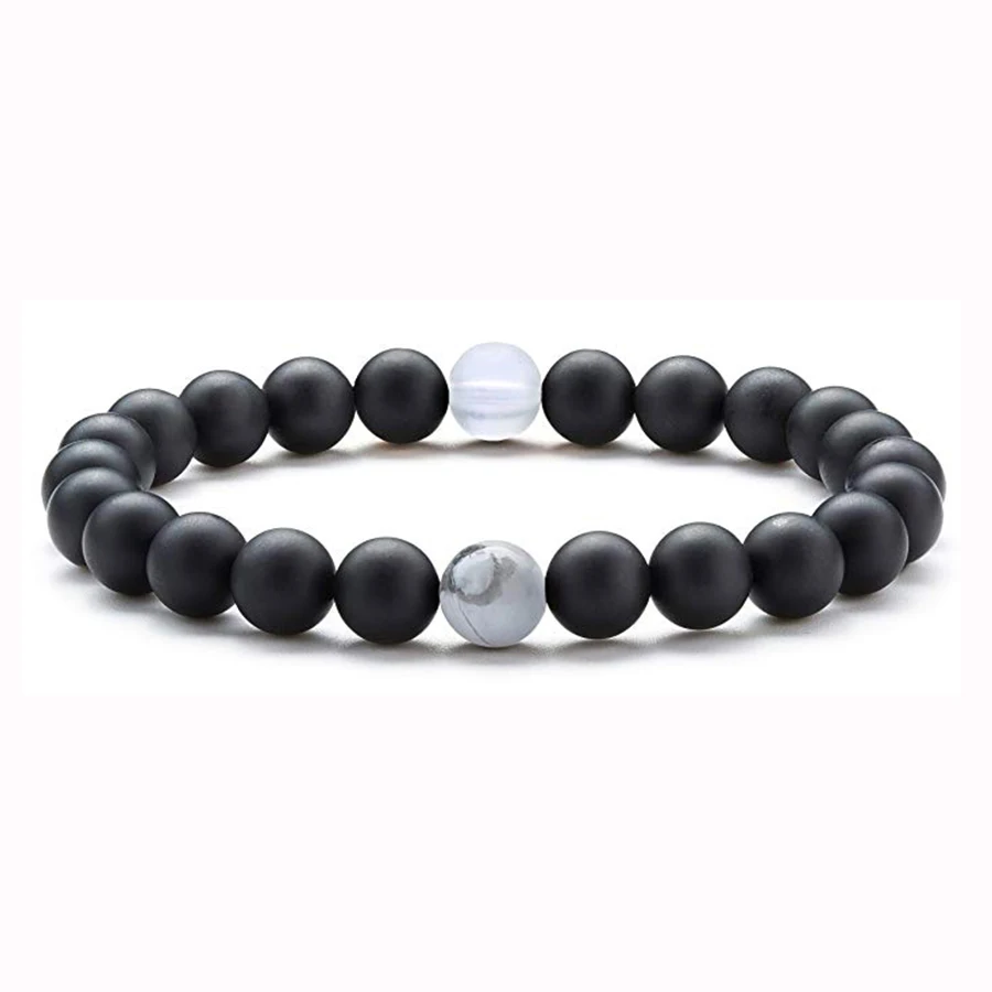 Женские матовые Агаты 8 мм черные браслеты из натурального камня с бусинами