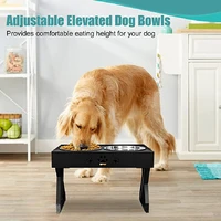 stainless dogs double non slip bowl adjustable heights pet food feeding dish small medium big dogs water feeder removable bowl