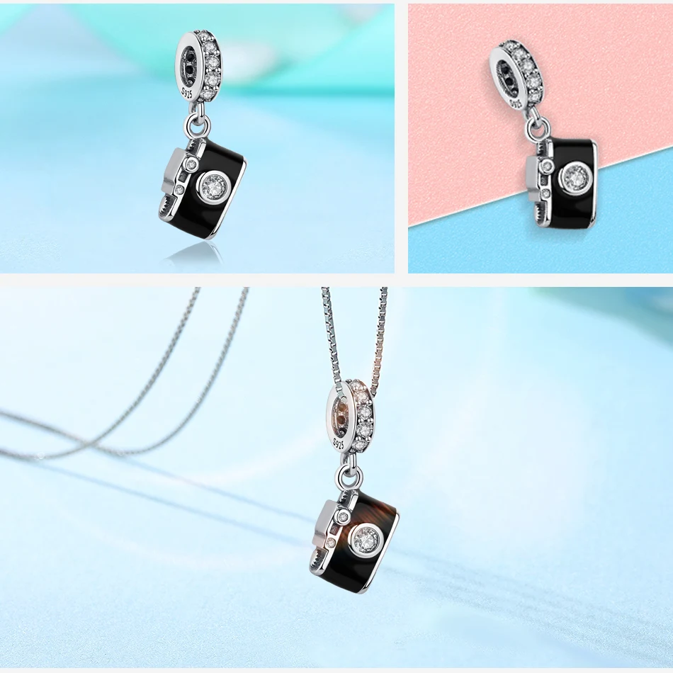 Оригинальное 925 пробы Серебряный Шарм бусины Семья дом Эйфелева башня Камера