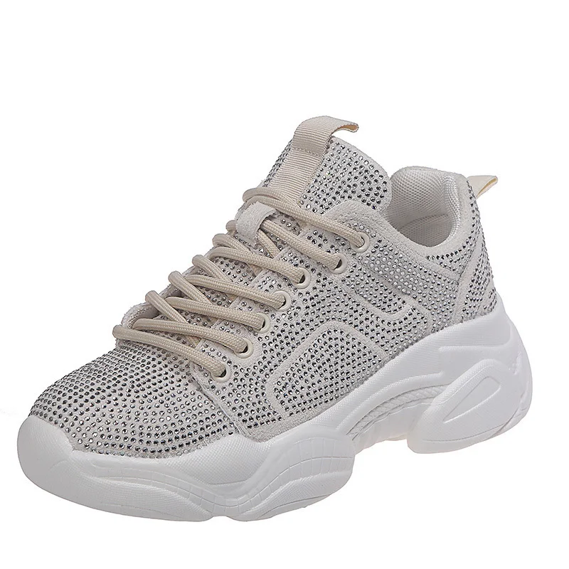 Женские кроссовки на толстой подошве Fujin дышащие в горошек с прозрачной сеткой