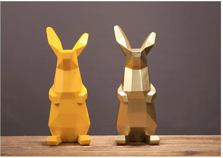 Европейские, полимерные геометрические Lucky Rabbit маленькие украшения, открывающие подарки на новоселье, домашняя мебель, гостиная/офис, Ремесла, Декор