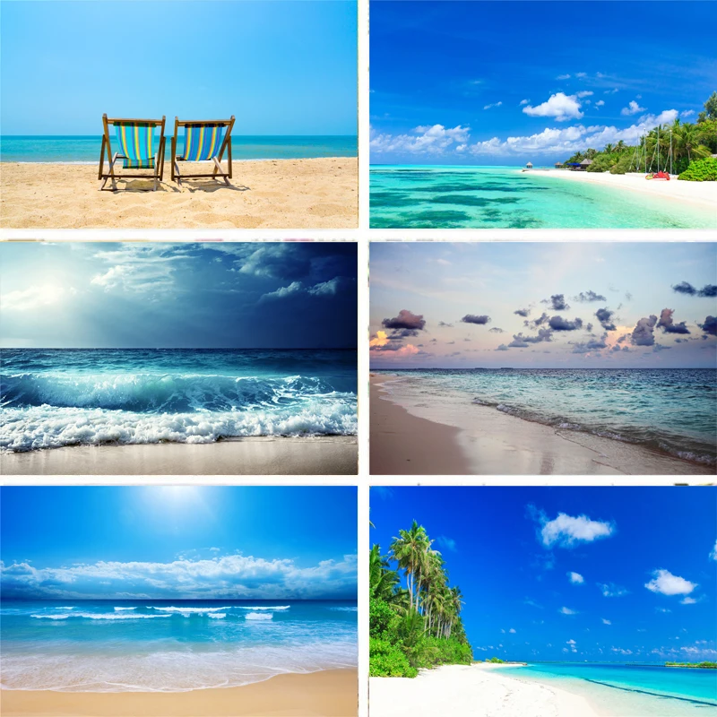 Реквизит для фотосъемки Виниловый фон тропический Летний морской пляж песок