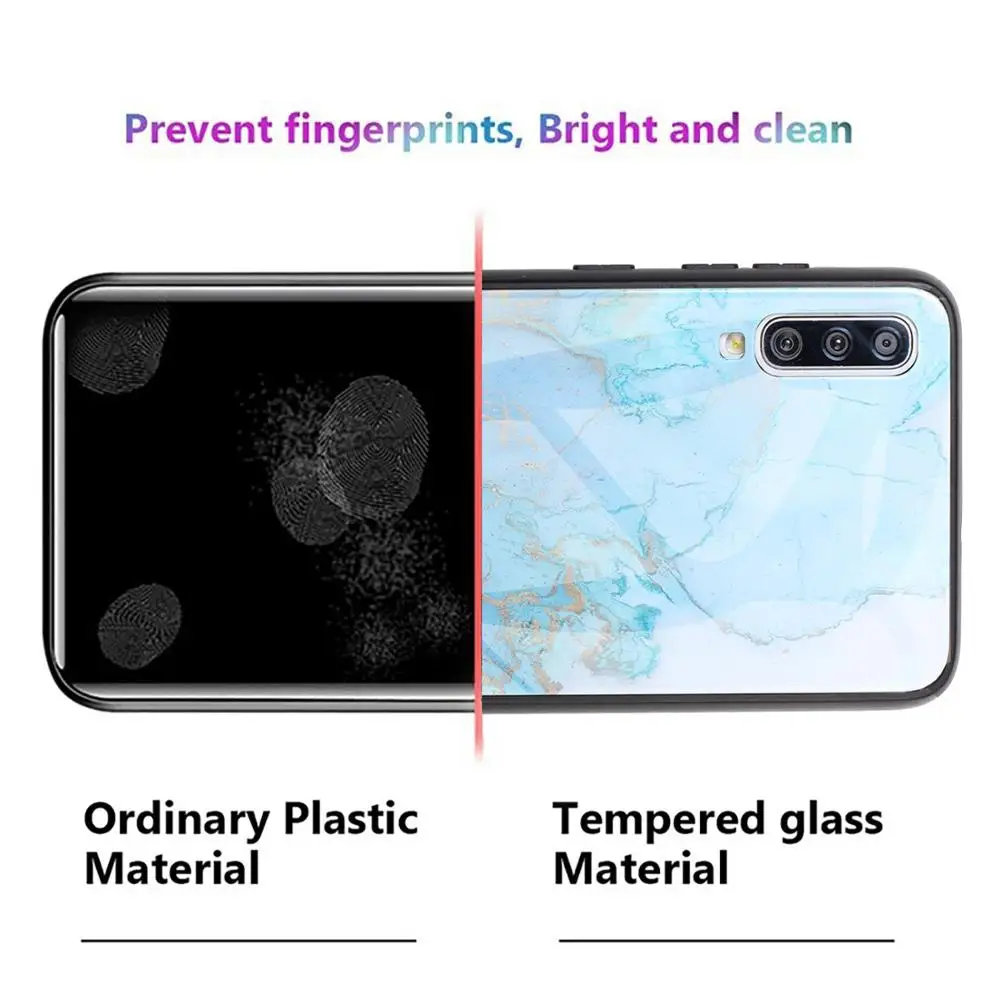 phone Case For Samsung Galaxy A70 Marble Tempered Glass Back Cover for A50 A30 A20 A10 A6 A8 A9 A7 plus 2018 |