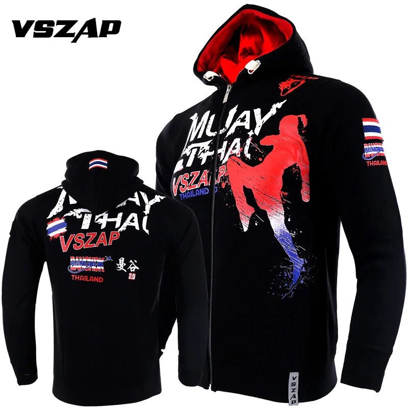 VSZAP MMA Rock худи зимняя куртка с длинным рукавом толстовка капюшоном кикбоксинг