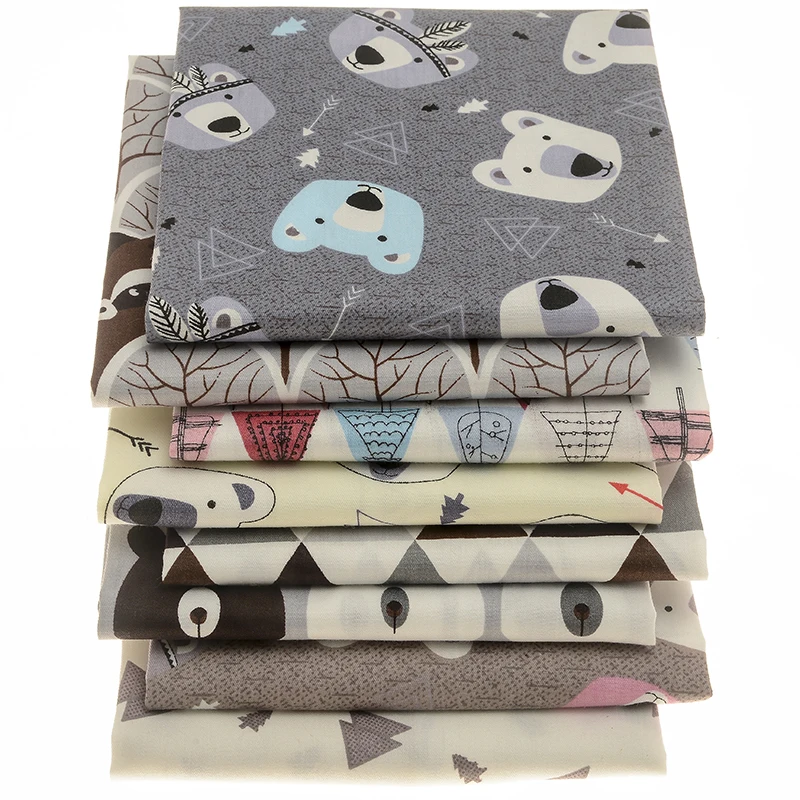 Новая ткань с принтом мультяшного белого медведя материалы ручной работы из