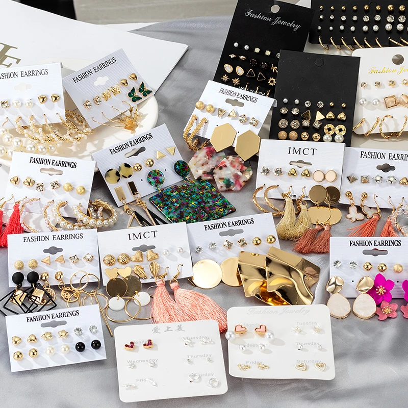 Серьги-гвоздики женские акриловые с жемчугом в богемном стиле 2021 - купить по