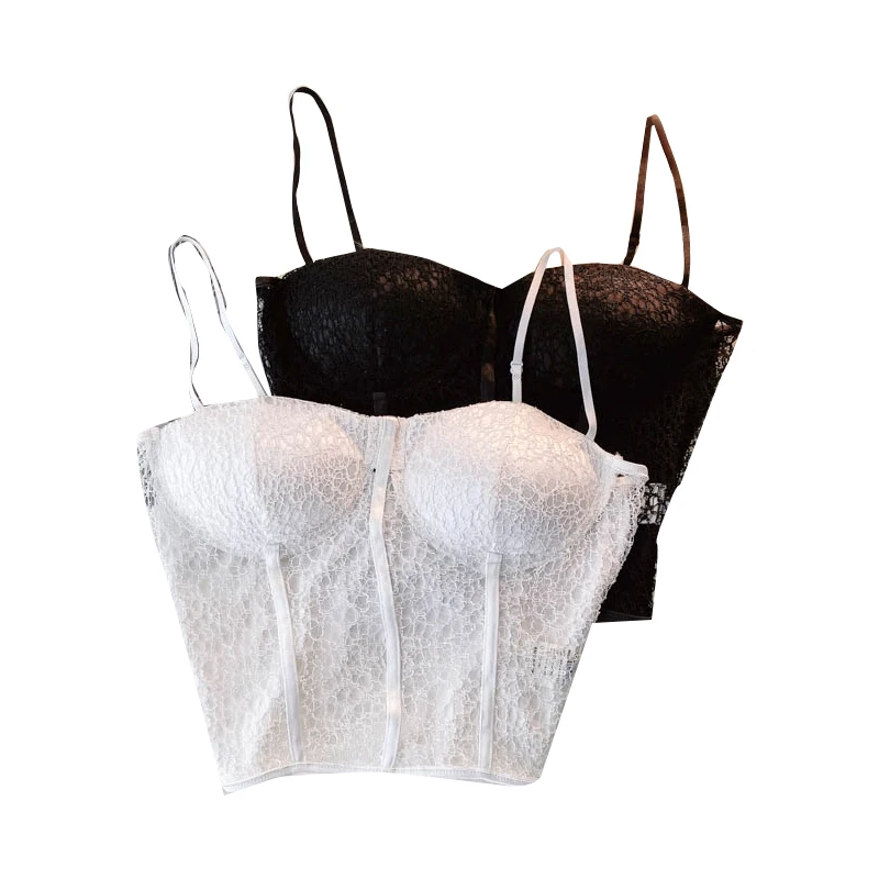 

Design Hollow Lace Strap Tops Women Fashion Korean Sleeveless Slim Y2K Tops Summer Sexy Off Shoulder Short Camisole