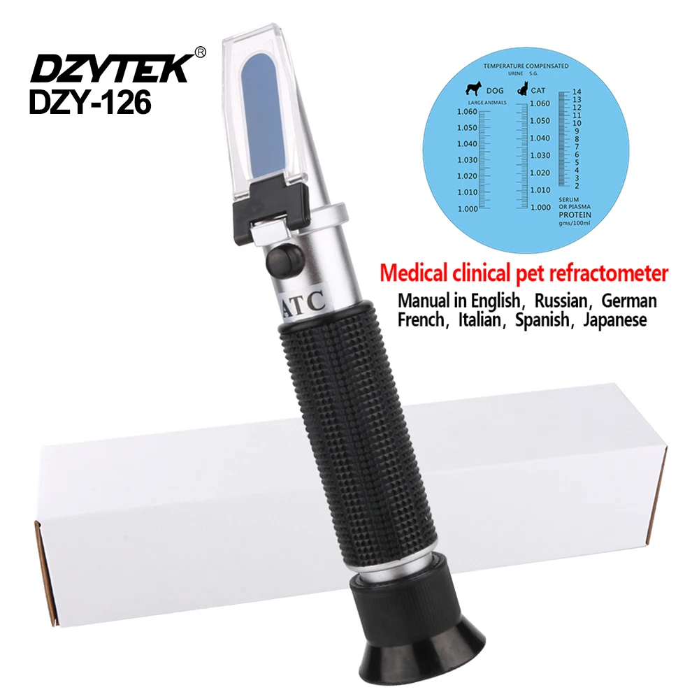 DZYTEK 3-in-1 Animal Clinical Refractometer Handheld Digital Urine Specific Gravity Serum Protein 1.000-1.060RI For Pet Dog Cat |