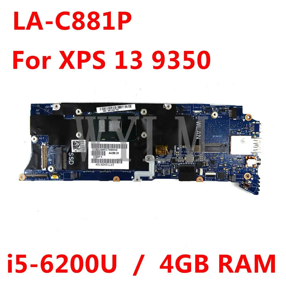 

Материнская плата AAZ80 для ноутбука P54G DELL XPS 13 9350 с процессором i5-6200U, 4GB-RAM