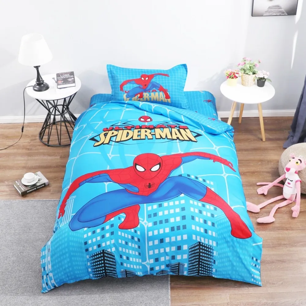 

Disney Spiderman McQueen Car Bedding Sets Cotton Duvet Cover Set Captain America Bedclothes for Baby Children Boys Gift