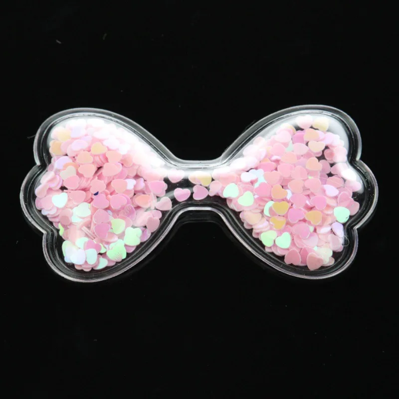 light pink 10 шт./лот Каваи ПВХ прозрачный бант с блестками свободные блестки для рукоделия аппликации Патчи DIY детский зажим для волос аксессуары - Цвет: light pink