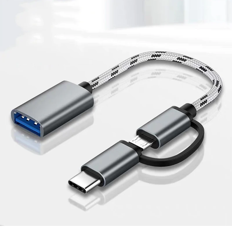 Адаптер Uverbon USB 3.0 OTG с 2 разъемами Type C и Micro для телефонов Android 17 см|Переходники