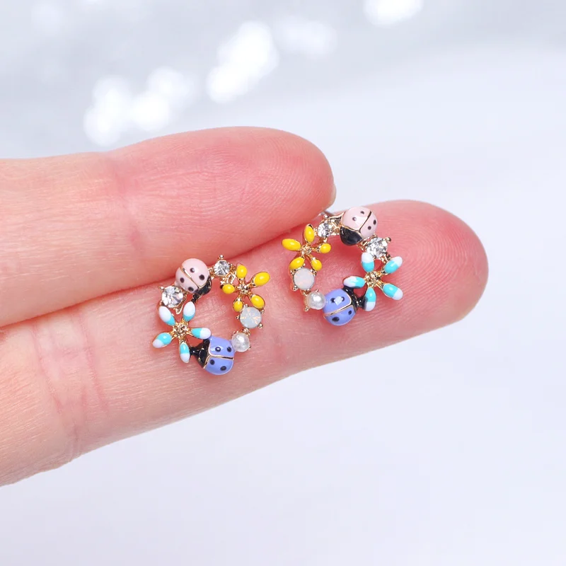 Милые красочные серьги гвоздики в Корейском стиле с цветами для женщин и девушек