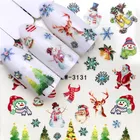 Наклейки для ногтей, рождественские наклейки, снеговик, снежинки, 1 лист