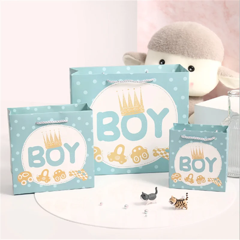 

3 Sizes Handbag Baby Boy Girl Gift Bag Baby Shower Decorations Candy Box Bag Birthday Party Decorations Kids Gift Favor Package