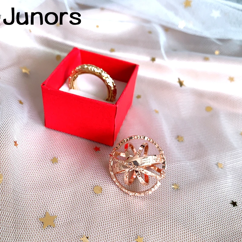 Женское астрономическое кольцо цвета розового золота креативное волнистое с