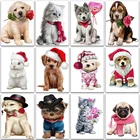 Алмазная 5D картина сделай сам, животное, Рождество, собака, кот, цветок, полноразмерная и круглая вышивка крестиком, мозаика из страз