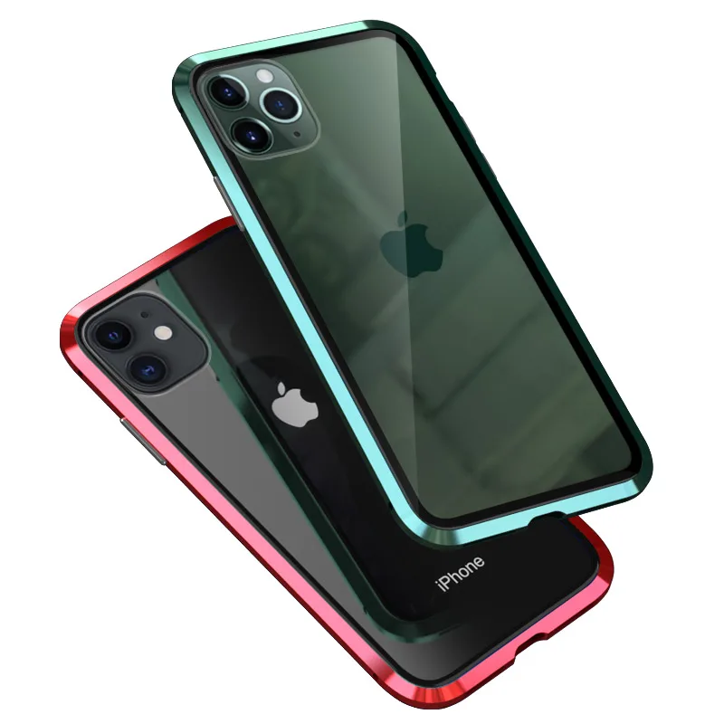 Магнитный металлический чехол для телефона iPhone 11 pro макс. закаленное стекло чехол для задней крышки для iPhone11pro MAX Магнитный чехол