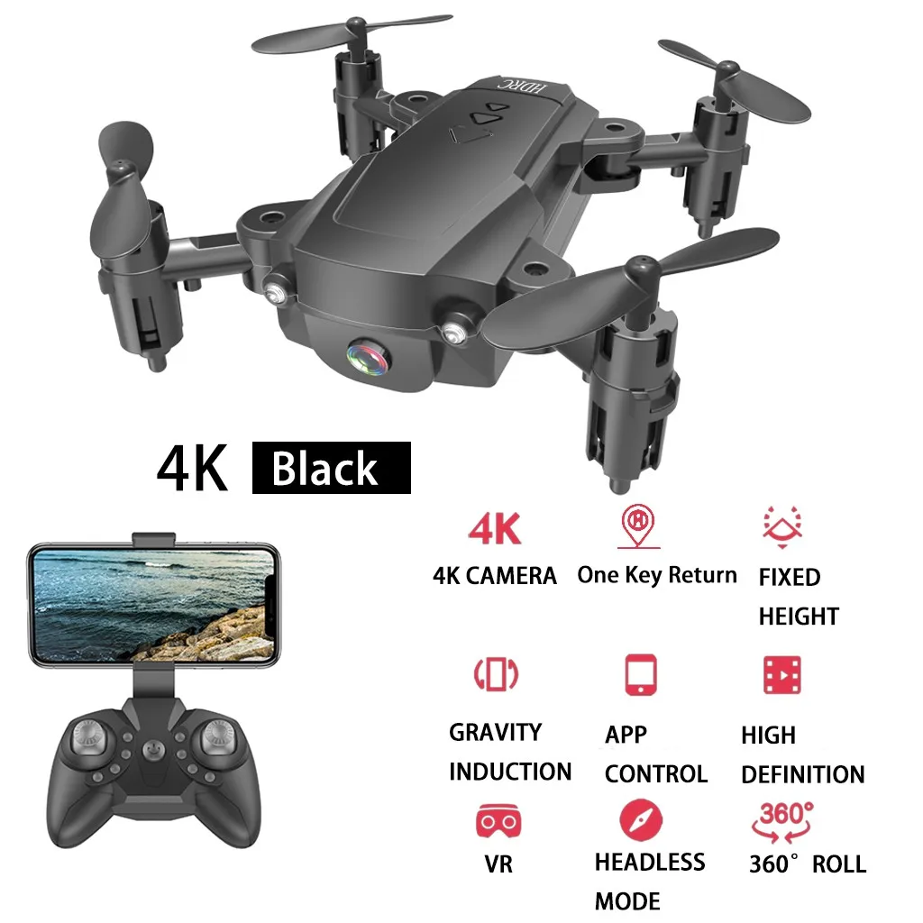 A Рыболовный Дрон iqos H16 2,4G 4K HD камера Wi-Fi FPV высота удержания Складной Микро Карманный Дрон с селфи pgytech посадочная площадка - Цвет: A