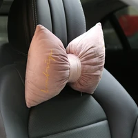 car head cushion soft velvet bowknot office lumbar pillow removable washable headrest neck pillow plush sofa sofa pillow