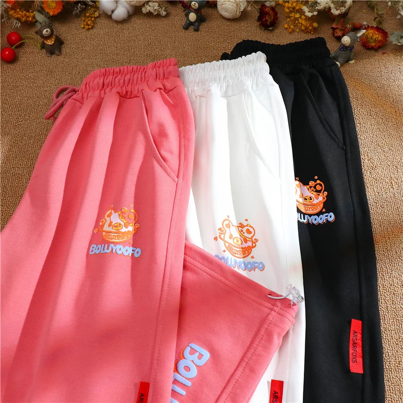 

Real Shot Design Letter Sports Pants Female Loose