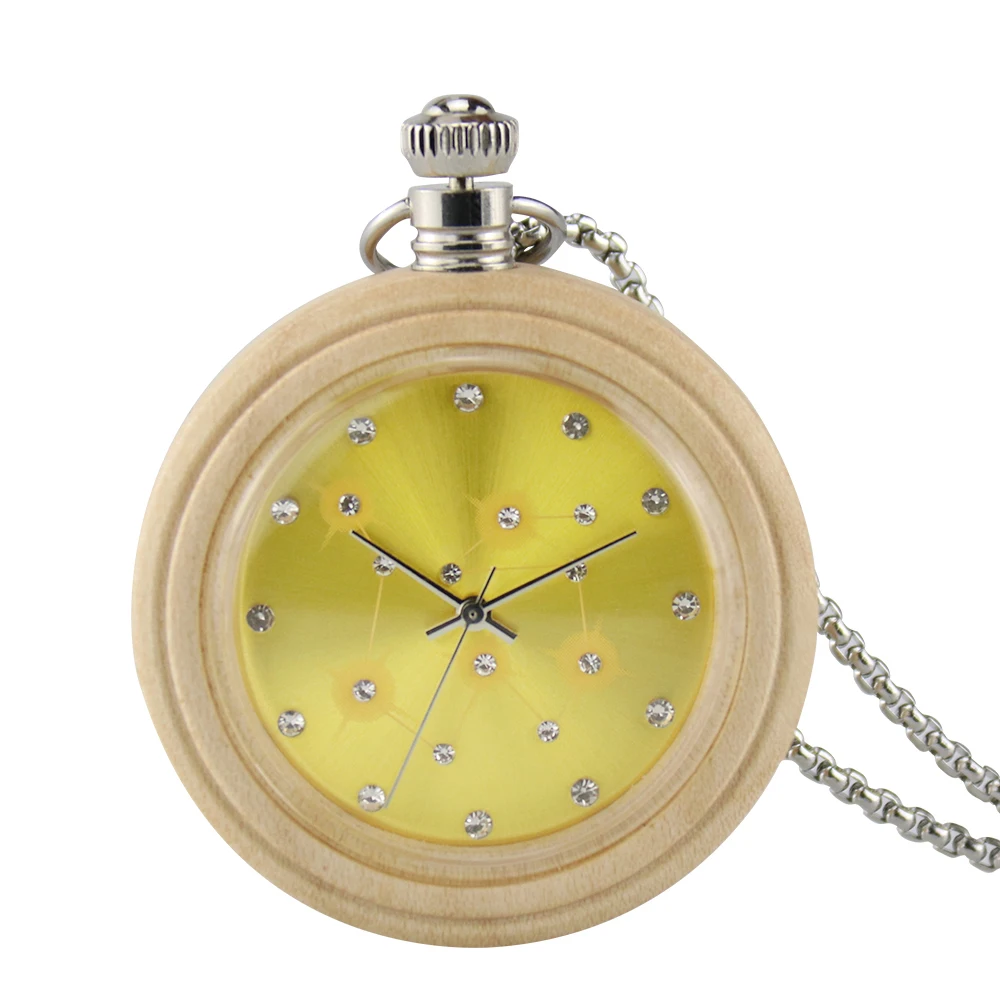 Unique Colorful Wood Quartz Pocket Watch Fashion Candy Color Wooden Round Case Necklace Sweater Chain Clock Relojes de bolsillo