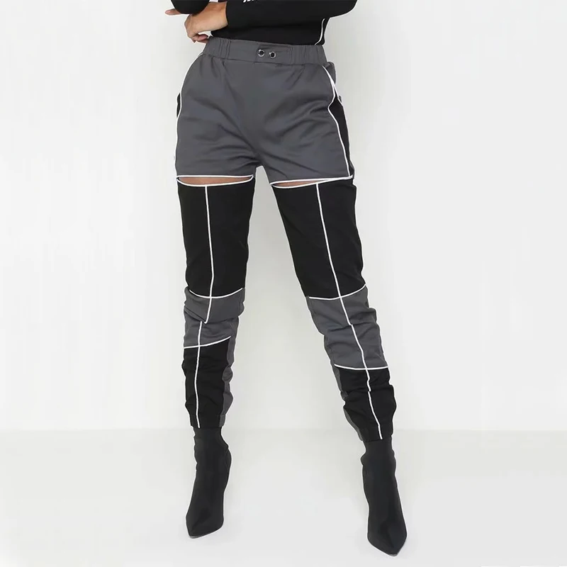 Женские цветные брюки карго с облегающими манжетами и вырезами | Женская одежда