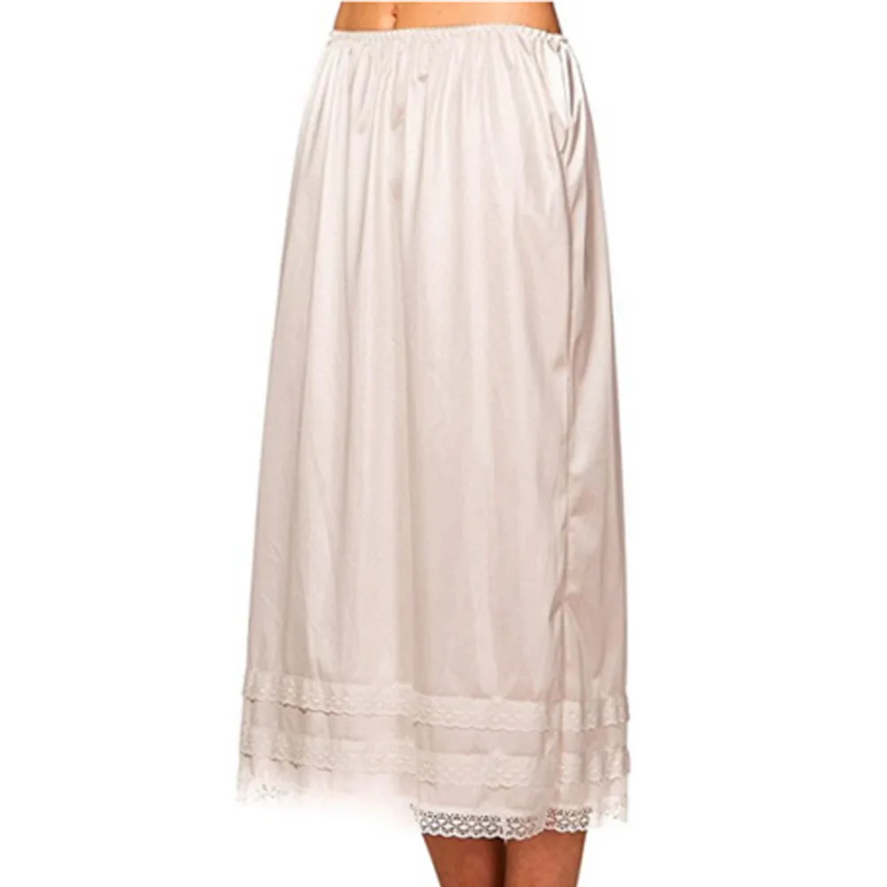 

Women Ladies Waist Skirts Casual Loose Smooth Swing Solid Underskirt Plus Size L-3XXL