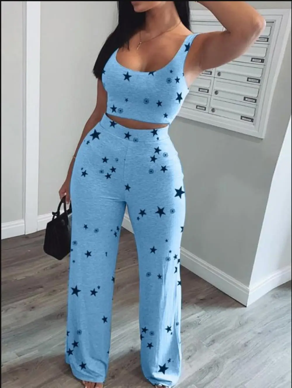 2021 Star Printing Suit Female Trousers Casual Sports Ves