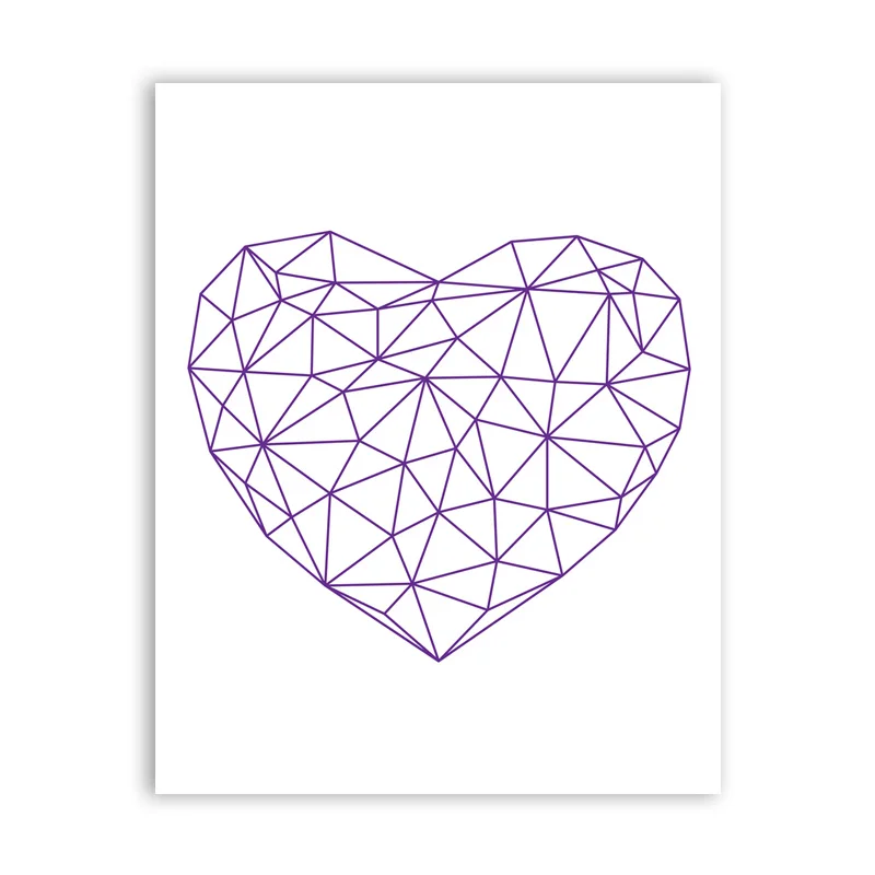 Настенная живопись на холсте абстрактная многоугольная картина с сердцем