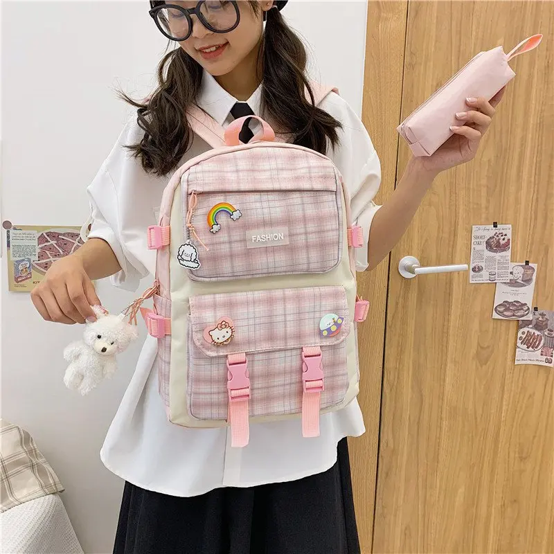 4 pcs sets canvas Schoolbags For Teenage Girls Female Children Shoulder Bags New Trend Female Backpack Fashion Women Backpack