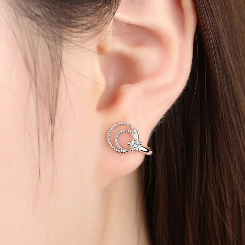 Женские серьги-клипсы с цирконием модные серебряные серьги 925 пробы подарок на