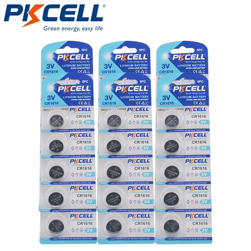 30PCS 6Card PKCELL CR1616 DL1616 ECR1616 LM1616 1616 3V Lithium Alkaline Button Coin Batteries