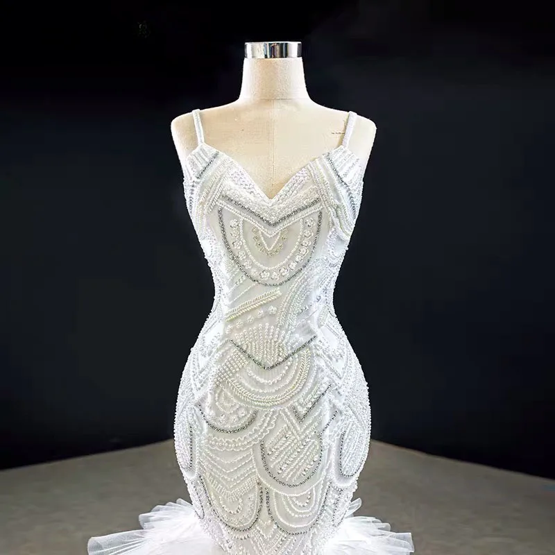 Размера плюс платье-русалка украшенное бусинами свадебное платье 2020 сексуальный