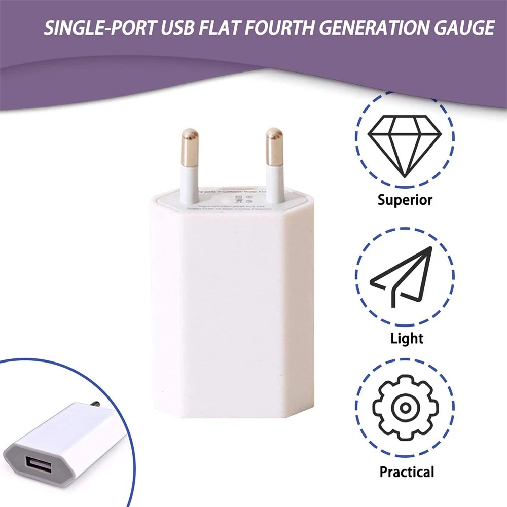 

USB Wall Charger Adapter 5V 1A Single USB Port Portable Cell Phone Fast Charger For IPhone Office Home Travel Use