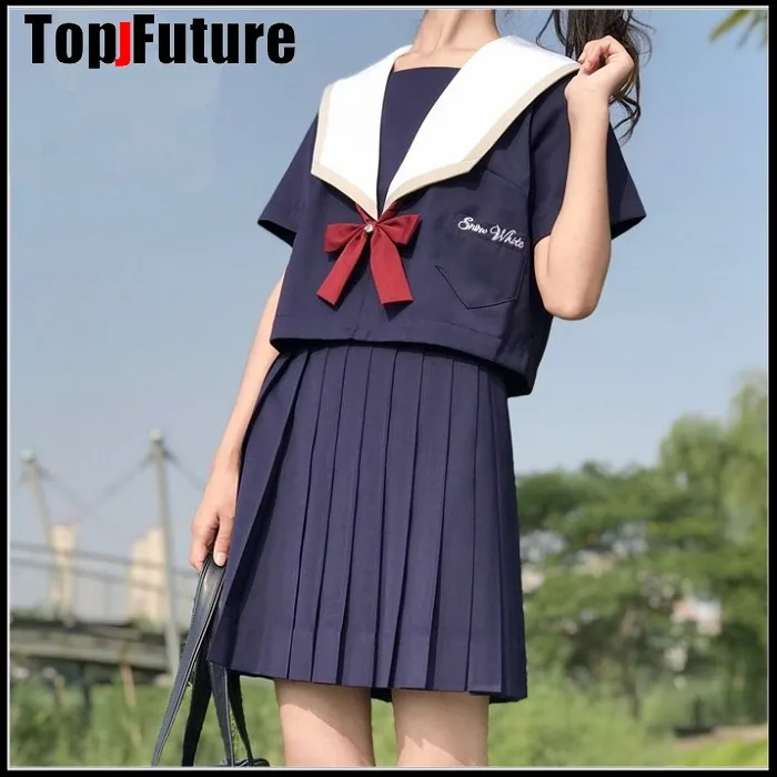 Белоснежная школьная форма униформа для девочек костюм учеников морского флота