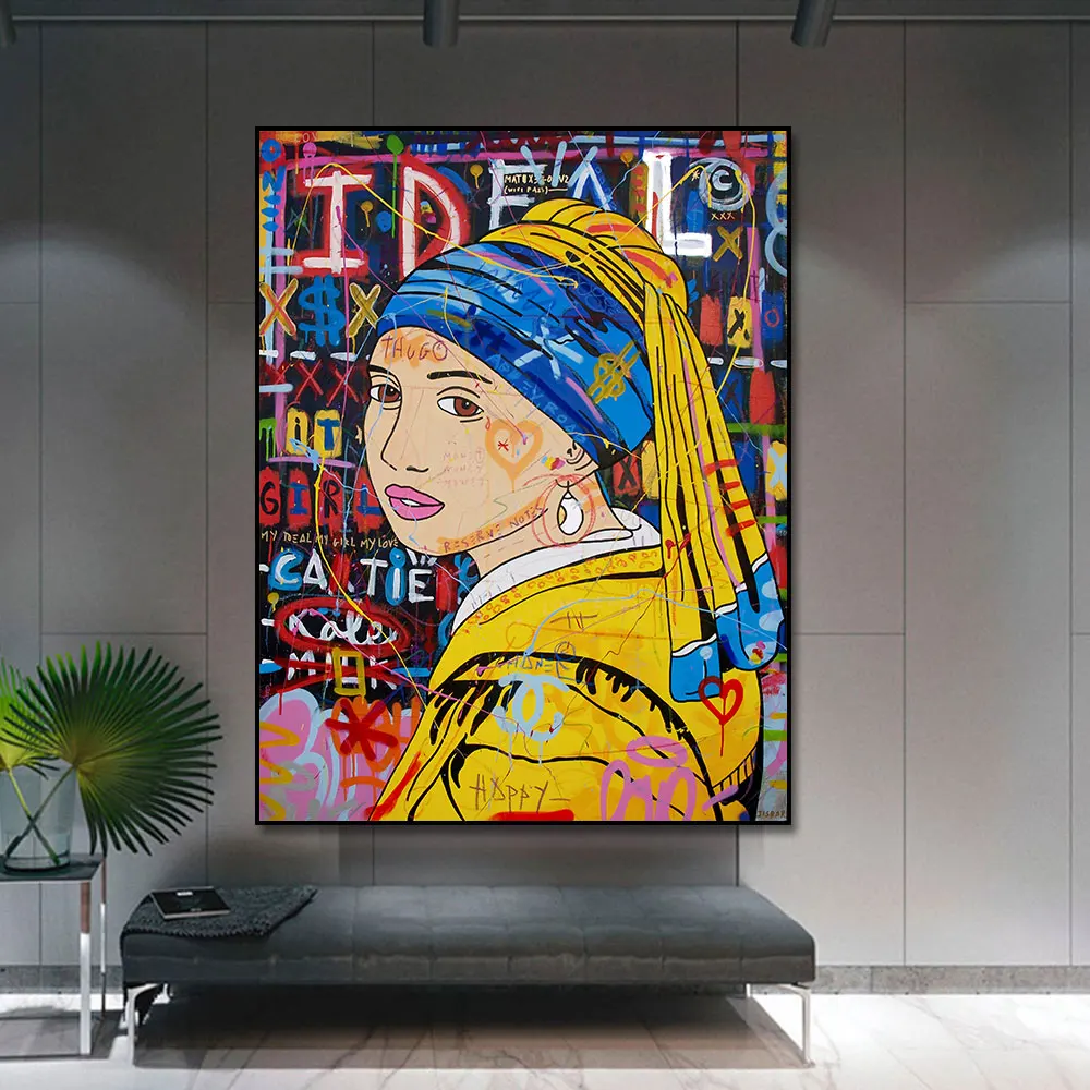 

Graffiti Art Luxorious Pearl Reproductions Oil Painting Canvas Print Poster Wall Picture For Living Room Home Decor Frameless