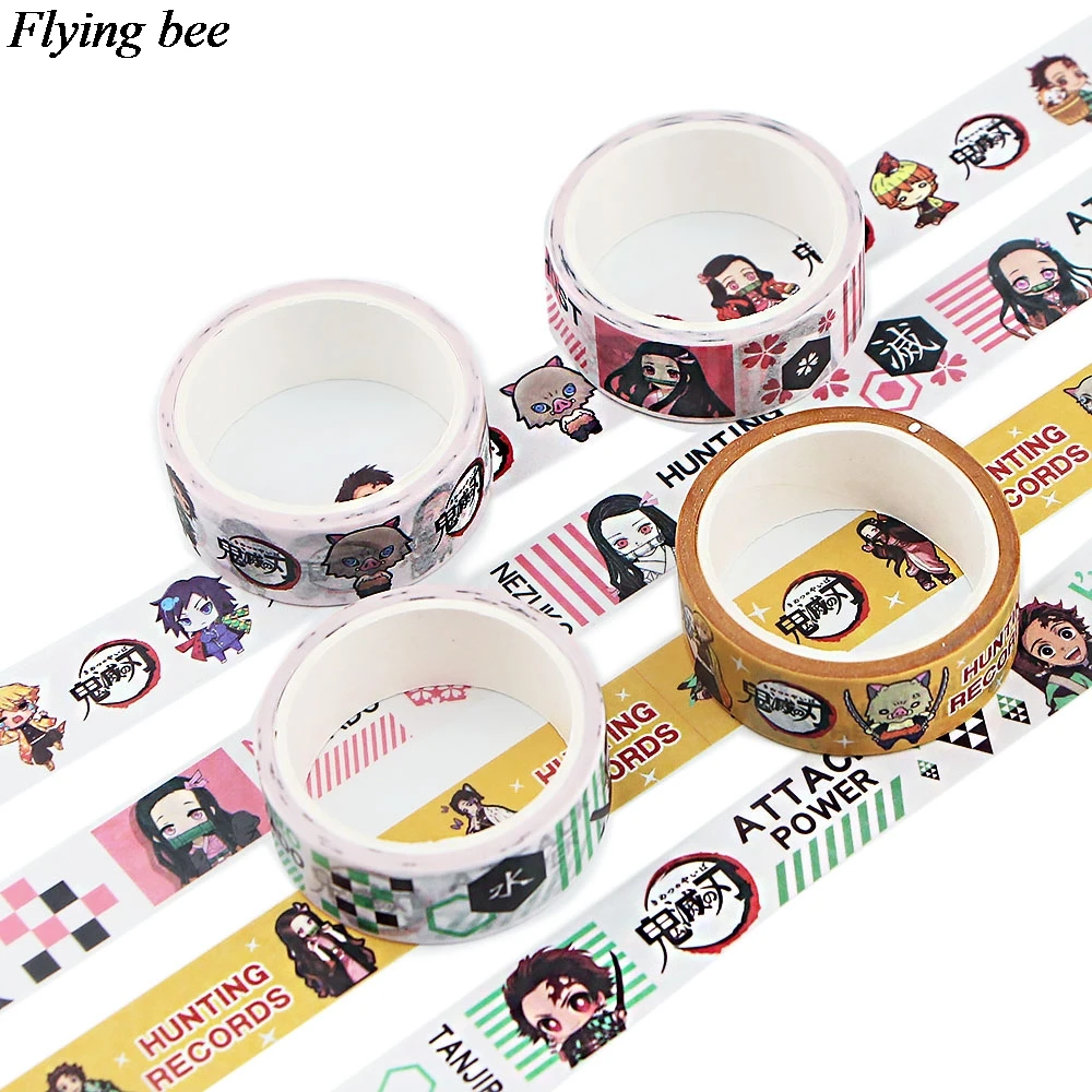 

20pcs/lot Flyingbee 15mmX5m Paper Washi Tape Cool Anime Adhesive Tape DIY Scrapbooking Sticker Label Masking Tape X0866