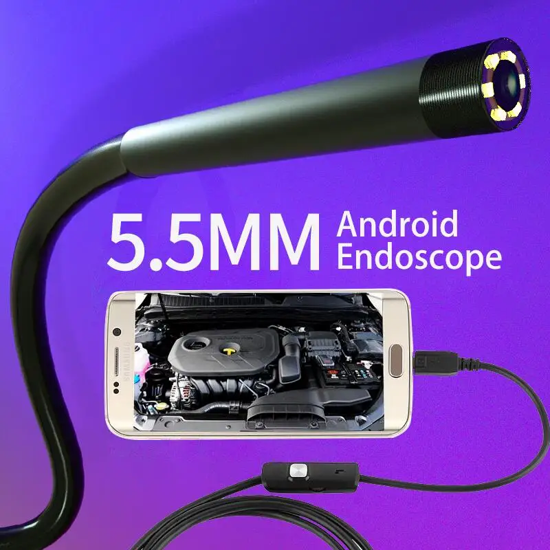 5.5mm 7mm telecamera endoscopio flessibile IP67 impermeabile Micro USB tipo-c telecamera di