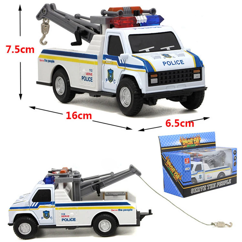 

1/28 Rescue Polices Fire Car Cranes Pull Back Light Sound Model Kids Toy Gift