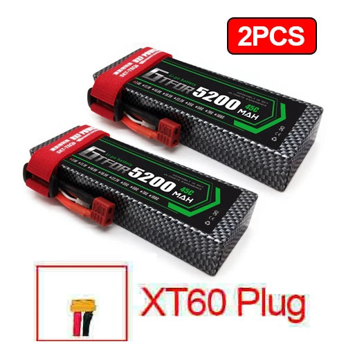 2 шт 7,4 V 5200 45c 7000mAh 60C GTFDR LiPo аккумулятор 2S HardCase для 1/8 1/10 RC модель автомобиля TRX Slash Emaxx - Цвет: 2PCS5200mahXT60