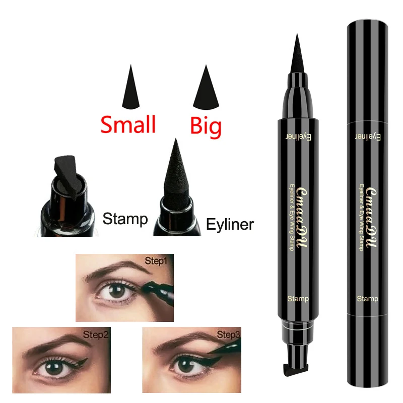 

2 In 1 Liquid Eyeliner Pencil Double-End Winged Black Waterproof Long-last Stamp Fast Dry Liner Pen