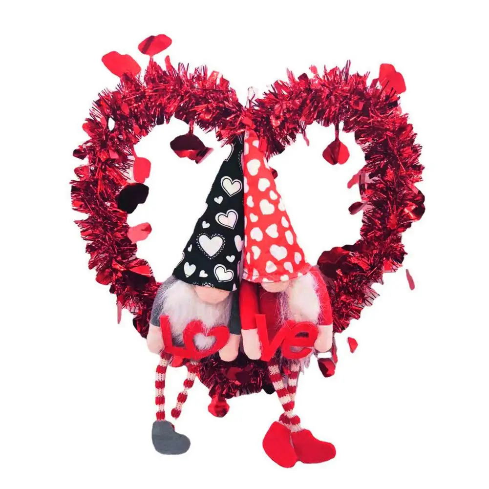 

Door Wreath With String Lights - Faceless Doll Decoration For Valentine's Day Home Living Room Party Christmas Light Up Gnome D