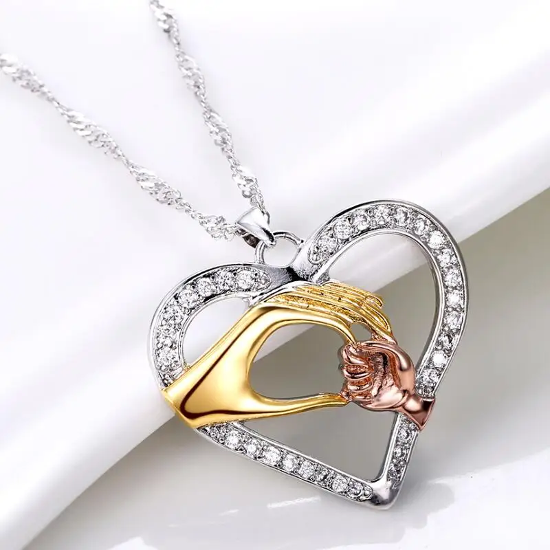 Цепочка с подвеской в виде сердца серебряное ожерелье кулоном водной ряби