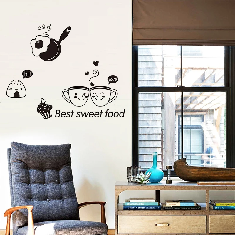 Съемные многоразовые обои милые пищевые настенные наклейки декор для столовой