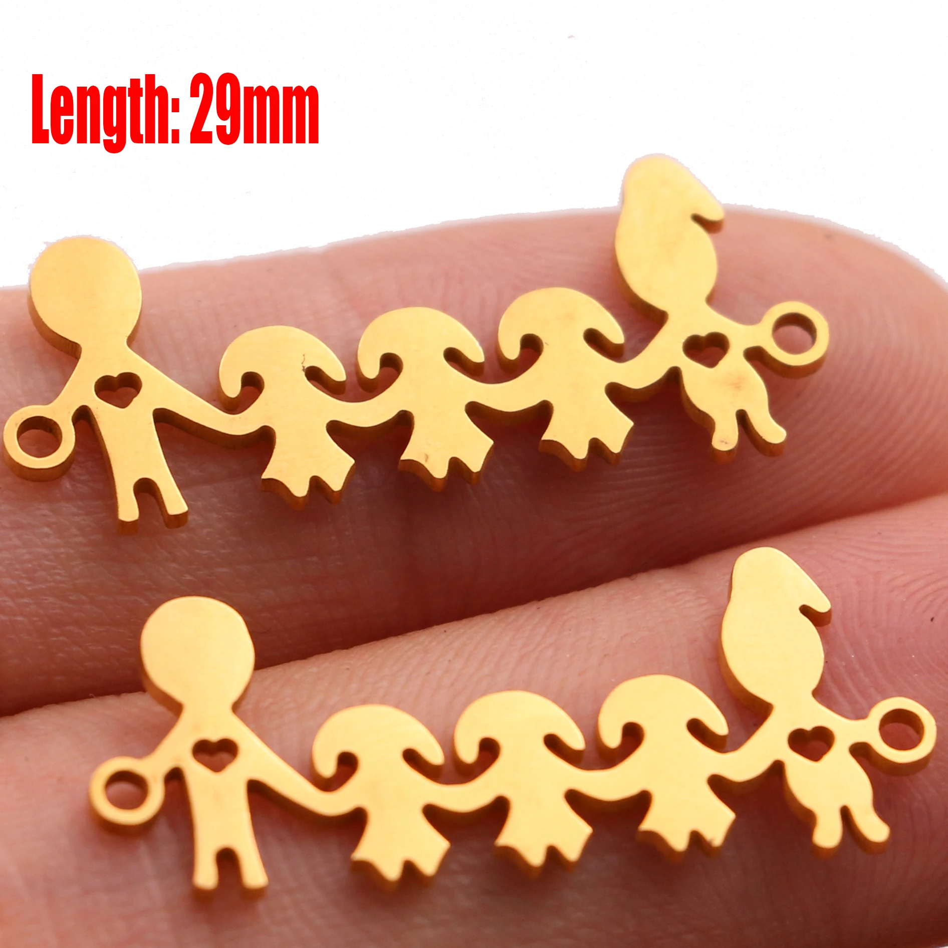 5pcs Family Chain Stainless Steel Pendant Necklace Parents and Children Necklaces Gold/steel Jewelry Gift for Mom Dad New Twice - Цвет: Gold 39